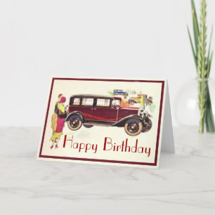 Vintage Carsエレガント誕生日カード カード