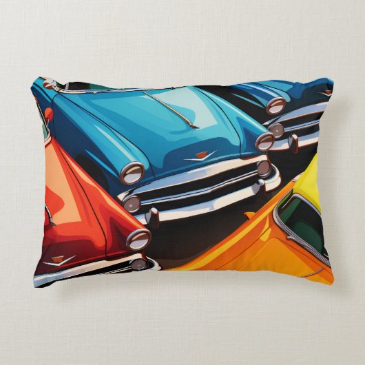 Vintage Cars Pattern アクセントクッション (正面)