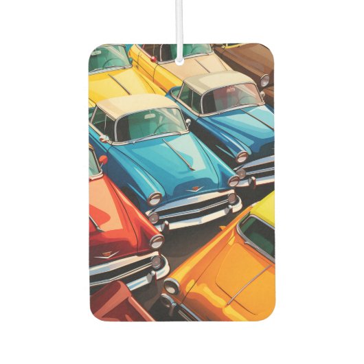 Vintage Cars Pattern カーエアーフレッシュナー (正面)