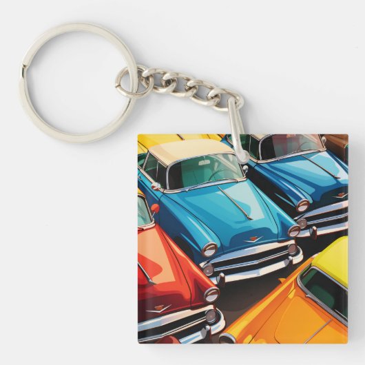 Vintage Cars Pattern キーホルダー (正面)