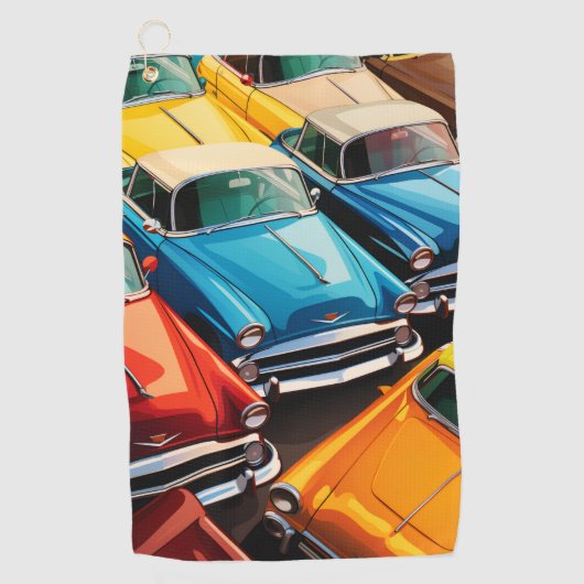 Vintage Cars Pattern ゴルフタオル (正面)