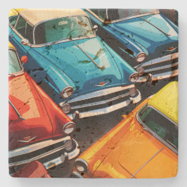 Vintage Cars Pattern ストーンコースター