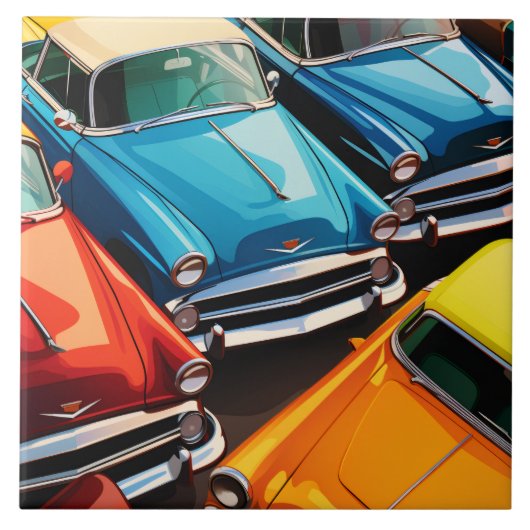 Vintage Cars Pattern タイル (正面)
