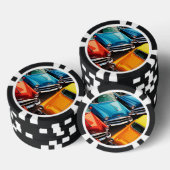 Vintage Cars Pattern ポーカーチップ (積み重ね)