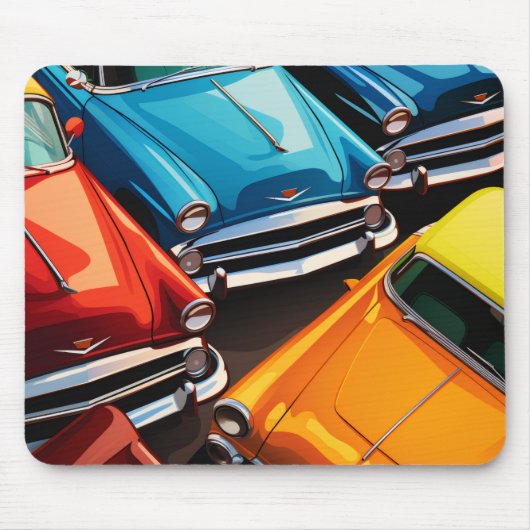 Vintage Cars Pattern マウスパッド (正面)