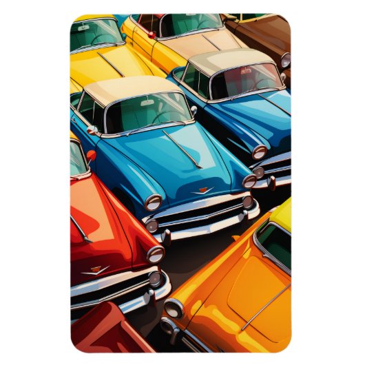 Vintage Cars Pattern マグネット (縦)