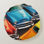 Vintage Cars Pattern ラウンドクッション (裏面)