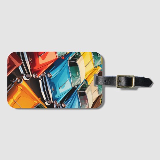 Vintage Cars Pattern ラゲッジタグ (正面横)