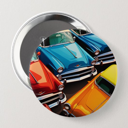 Vintage Cars Pattern 缶バッジ (正面&裏面)