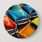Vintage Cars Pattern 缶バッジ (正面)