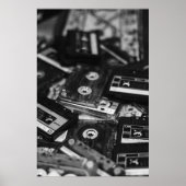 Vintage Cassette Tape Collection Black and White ポスター (正面)