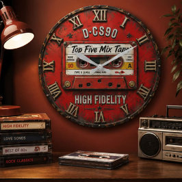 Vintage Cassette Tape Retro 80s 90s Music Decor ラージ壁時計
