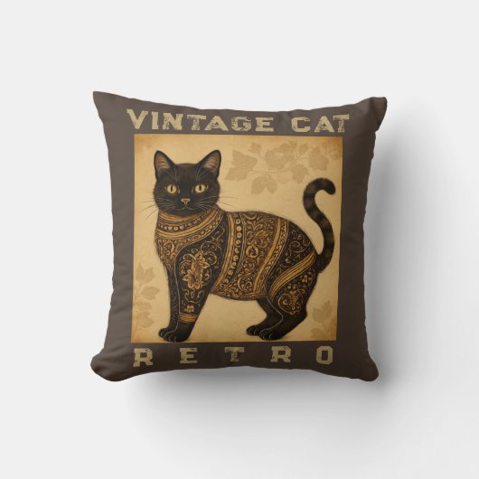 Vintage Cat, Antique Cat,and Motif  クッション (正面)