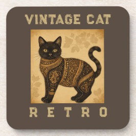 Vintage Cat, Antique Cat,and Motif Pattern  コースター