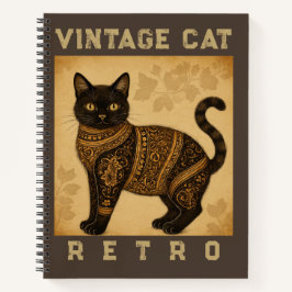 Vintage Cat, Antique Cat,and Motif Pattern ノートブック
