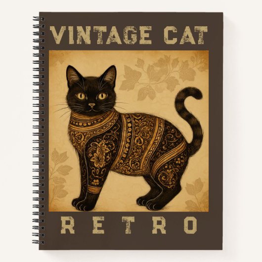 Vintage Cat, Antique Cat,and Motif Pattern ノートブック (正面)