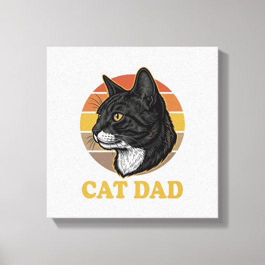 Vintage Cat Dad Retro Cat Lover Shirt Design_1 キャンバスプリント (正面)