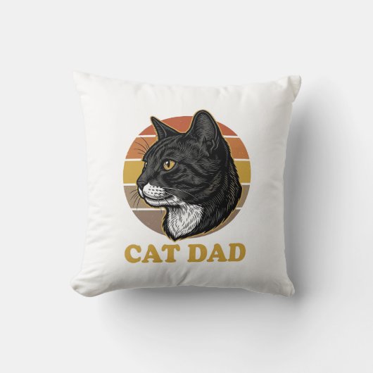 Vintage Cat Dad Retro Cat Lover Shirt Design_1 クッション (正面)
