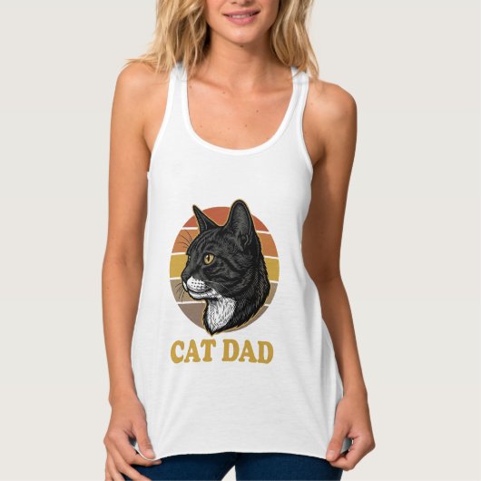 Vintage Cat Dad Retro Cat Lover Shirt Design_1 タンクトップ (正面)
