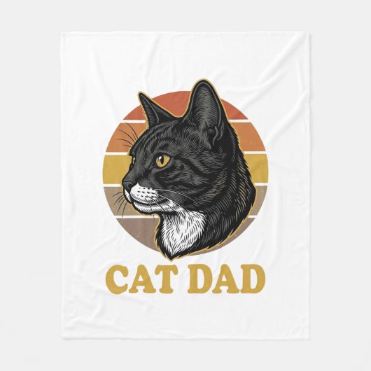 Vintage Cat Dad Retro Cat Lover Shirt Design_1 フリースブランケット (正面)