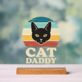 Vintage Cat Daddy Black Cat Retro Sunset Shirt Des アクリルサイン (ニュートラル)