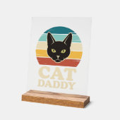 Vintage Cat Daddy Black Cat Retro Sunset Shirt Des アクリルサイン (傾斜)