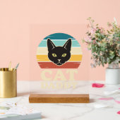 Vintage Cat Daddy Black Cat Retro Sunset Shirt Des アクリルサイン (ウェディング)