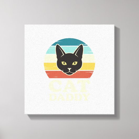 Vintage Cat Daddy Black Cat Retro Sunset Shirt Des キャンバスプリント (正面)