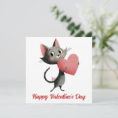 Vintage Cat & Heart Valentine`s Day カード (スタンド正面)