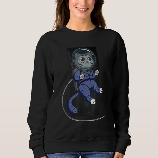 Vintage   Cat in Space Space Cat Nerdy スウェットシャツ (正面)