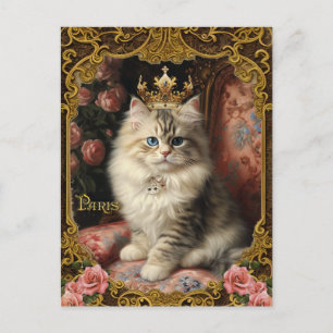 Vintage Cat,Kitten,French,paris,tea,cake,猫 ポストカード