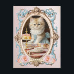 Vintage Cat,Kitten,French,paris,tea,cake,roses,猫 ポストカード<br><div class="desc">Vintage Cat, Kitten, French, paris, tea, cake, roses 猫　ポストカード .</div>