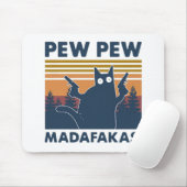 Vintage cat Pew Pew Madafakas マウスパッド (マウス)