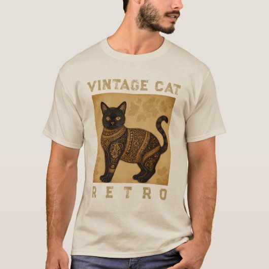 Vintage Cat Retro, Antique Style Tシャツ (正面)
