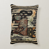Vintage Cat Retro,Stripes Pattern  アクセントクッション (裏面(縦))