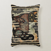 Vintage Cat Retro,Stripes Pattern  アクセントクッション (正面(垂直))