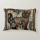 Vintage Cat Retro,Stripes Pattern  アクセントクッション (裏面)