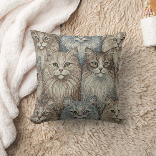 Vintage Cat Tapestry Pillow クッション (ブランケット)