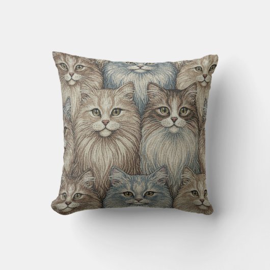 Vintage Cat Tapestry Pillow クッション (正面)