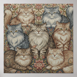 Vintage Cat Tapestry Poster ポスター