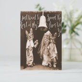 Vintage Cat Wedding |Cute Cat Design 出欠カード (スタンド正面)