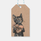Vintage Cat With Heart Box Valentines Day ギフトタグ (裏面)