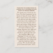 Vintage Catholic Personalized Wedding Prayer Card コーリングカード (裏面)