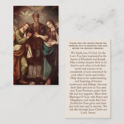 Vintage Catholic Personalized Wedding Prayer Card コーリングカード (正面/裏面)