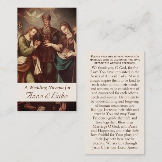 Vintage Catholic Personalized Wedding Prayer Card ノートカード (正面/裏面)