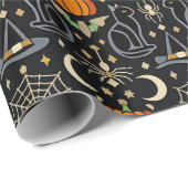 Vintage Cats Art Deco Halloween  ラッピングペーパー (ロールコーナー)