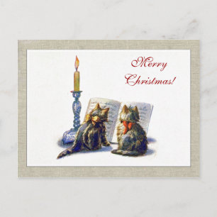 Vintage Cats Christmas Postcard シーズンポストカード