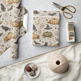 Vintage Cats Pumpkins Halloween ラッピングペーパー