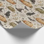 Vintage Cats Pumpkins Halloween ラッピングペーパー (角)