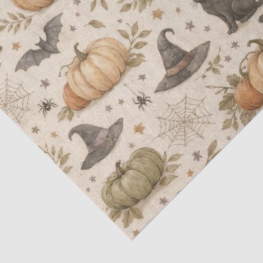 Vintage Cats Pumpkins Halloween 薄葉紙 (詳細)